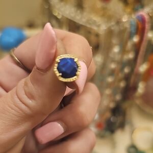 Davie Gold and Blue Stud Earring